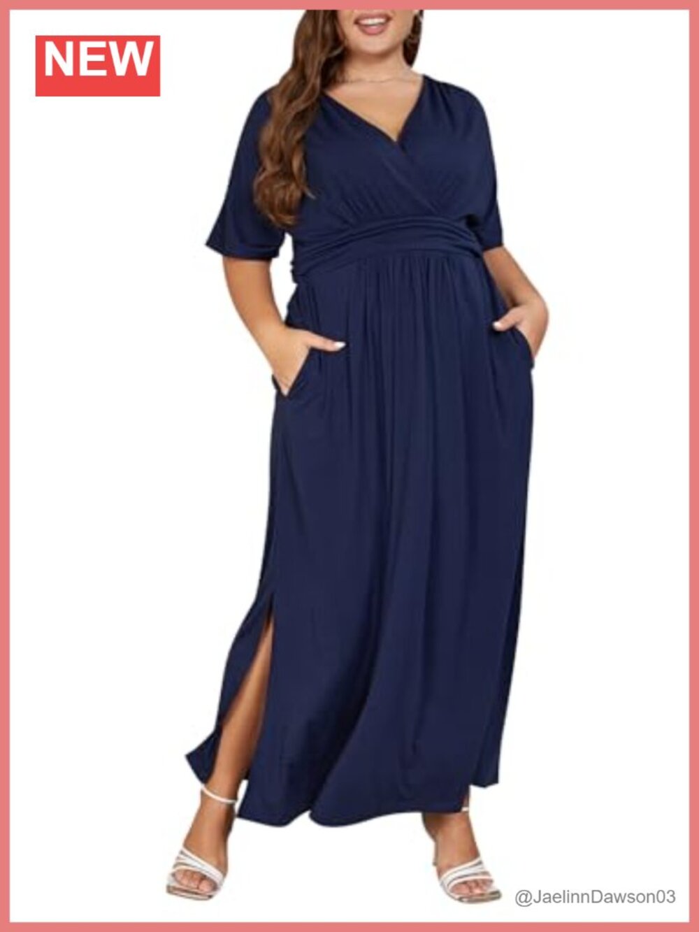 Women's Plus Size Surplice V-Neck Empire Waist A-Line Maxi Dress